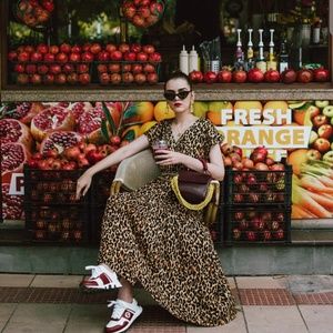 ZARA Animal print Drop waist Maxi Dress